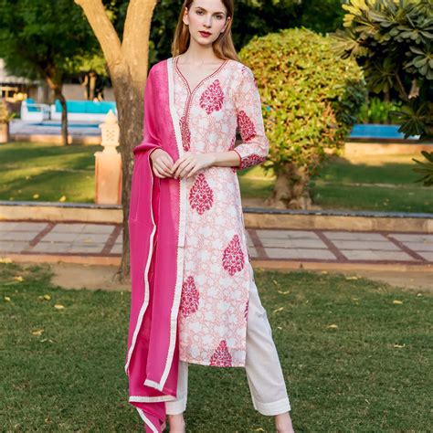 Tia Peach and Pink Block Printed Kurta – MISSPRINT