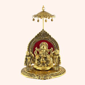 CD kalagram Handicraft Brass Golden Metal Lord Ganesha Riddhi Siddhi ...