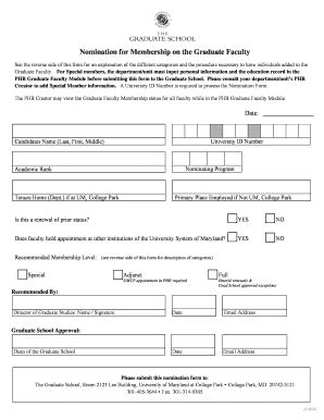 Fillable Online gradschool umd Nomination for Membership on the ...
