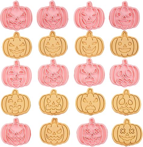 Amazon.com: Pumpkin Cookie Cutter Set-10 Pieces Halloween Cookie Cutter ...