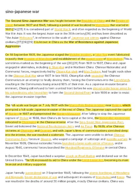 Sino-japanese war - A short summary of the second sino japanese war ...