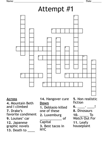 Attempt #1 Crossword - WordMint