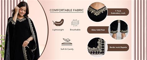Buy TRENDMALLS Women's Velvet Embroidery Salwar Suit Set Kurta Pant ...