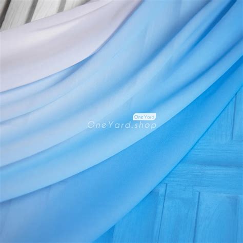 Exquisite Ocean Blue to White 100d Ombre Chiffon Fabric - OneYard