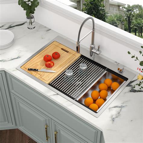 Kichae 33 Kitchen Sink Drop In - 33 x 22 Kitchen Sink Ledge Workstation ...