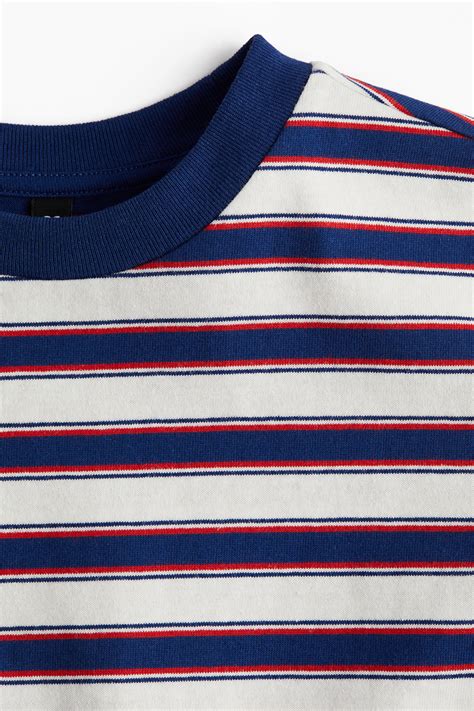 Women's Dark blue/Striped Printed T-shirt | H&M IN