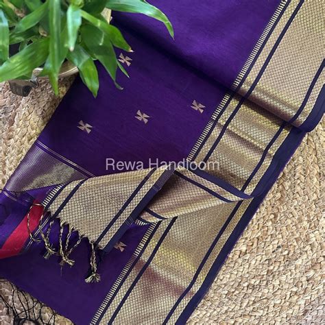 Maheshwari Purple Swastika Butti Saree SW042 – Rewa Handloom