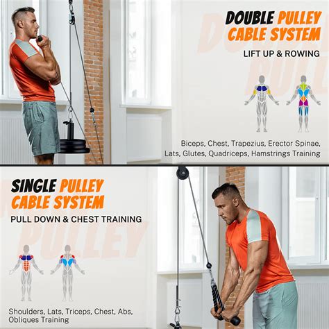 Gonex Pulley System Fitness Upgraded Diy Home Gym 2 Pulleys ...