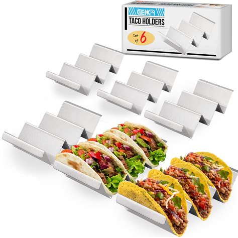 Amazon.com: GEIKR Stainless Steel Taco Holders Set of 6 - Each Metal ...