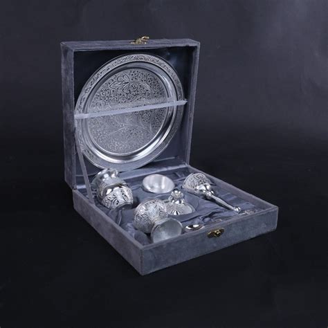 Silver Pooja Thali with a Velvet Box - JAIN ART VILLA