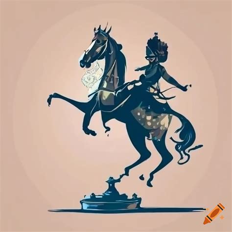 Vector drawing of a queen chess piece on a horse on Craiyon