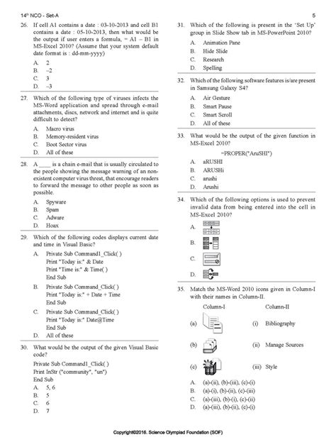 Class 9 Cyber Olympiad - Sample question paper 10 | Olympiad tester
