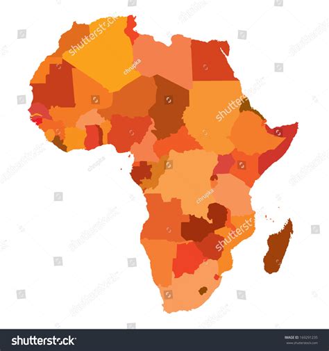 Map Africa Yellow Orange Colors Stok Vektör 169291235 - Shutterstock