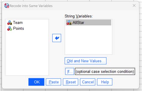 SPSS Recode Variables 的图像结果
