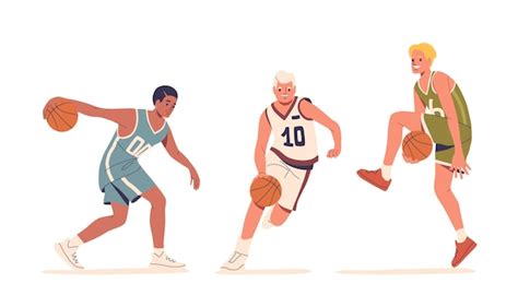 Basketball players captured in dynamic poses vector image features ...