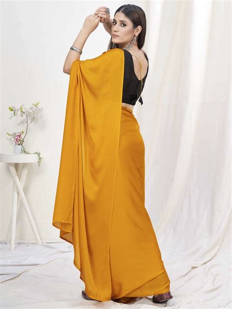 Sunshine Orange Pre-Stitched Blended Silk Saree - Clothsvill