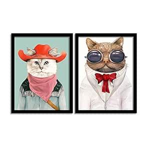 Painting Mantra- Animal Theme Cat and Dog Poster Set of 2 with Frame ...