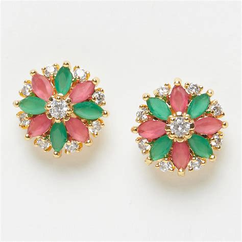 Floral Gemstones Stud Earrings – VOYLLA
