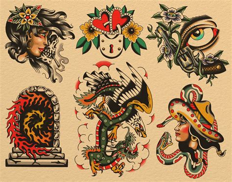 Traditional Tattoo Flash Art 11in X 14in Flash Sheet - Etsy