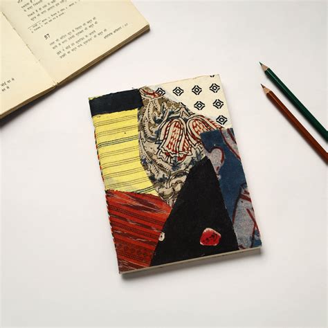 Multicolor Patchwork Fabric Cover Handmade Paper Notebook