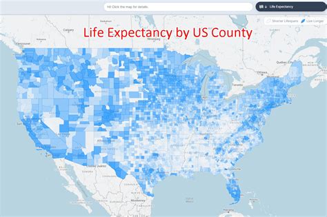 Image result for Life Expectancy by County Map