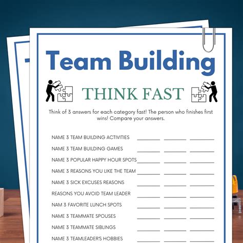 Team Building Games, Think Fast, Activity for Office, Teammates ...