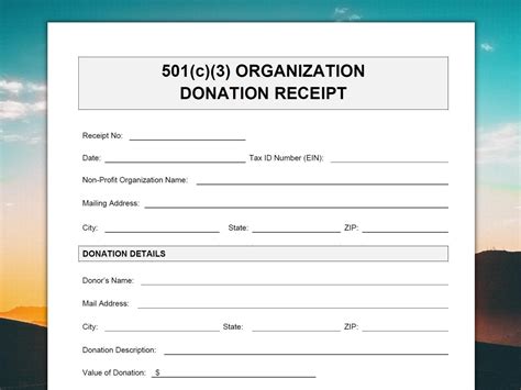 501(c)(3) Donation Receipt, 501(c)(3) Donation Receipt Template, 501(c ...