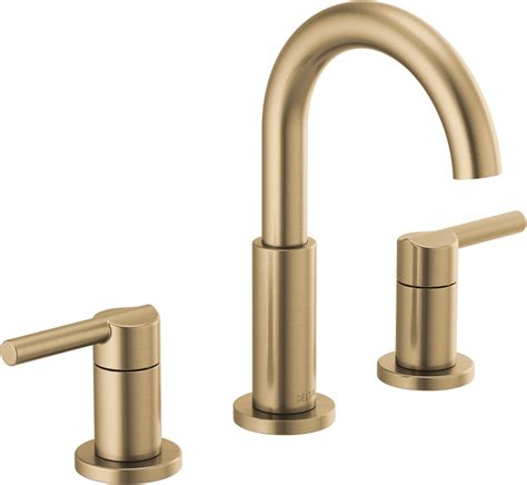 Delta Faucet Nicoli Widespread Bathroom Faucet 3 Hole, Gold Bathroom ...