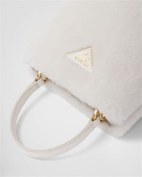 White Prada Panier Shearling Mini-bag | PRADA