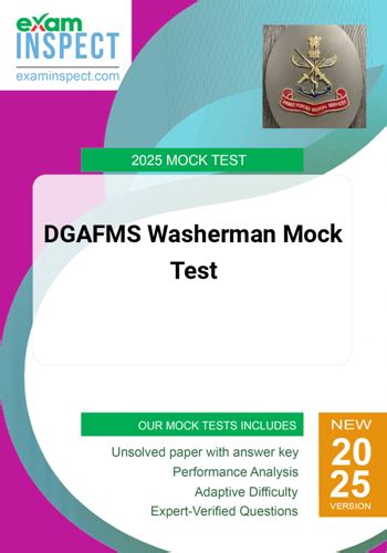 Buy DGAFMS Washerman Mock Test 2025 Edition - JET Exam Publication