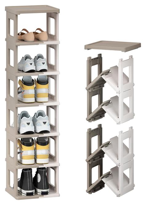 Drevy Shoe Rack for Closet Floor, 7 Tier Foldable Shoe Storage ...
