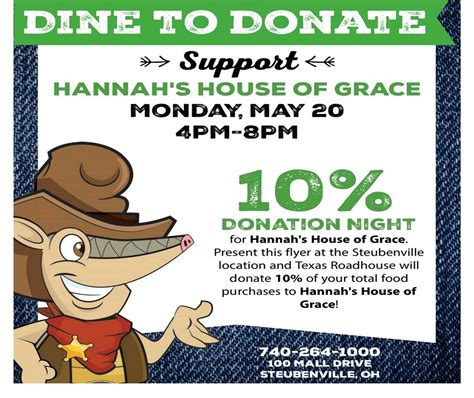 DINE TO DONATE @ Texas Roadhouse - Steubenville, OH, 100 Mall Dr ...