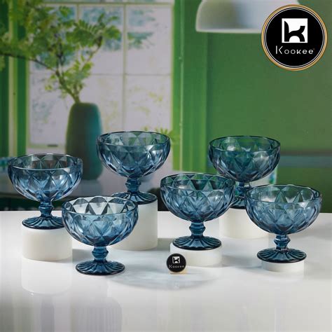 Kookee Crystal Glass Ice Cream Bowls, Glass Dessert Cups, Fruit Parfait ...
