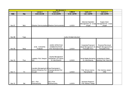 NIU 07 11 - Semester 3 Lecture Schedule and Topics Overview - Studocu