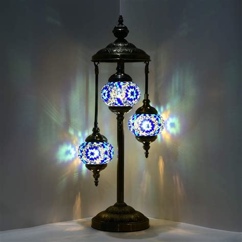 Marrakech Turkish Floor Lamp Handmade 3 Globes Mosaic Glass Table Lamp ...