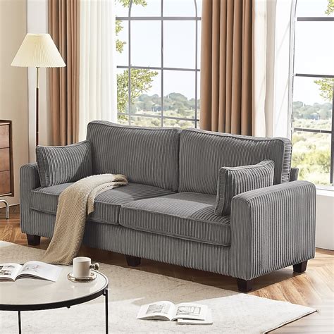 LUE BONA 81-in Modern Gray Polyester/Blend 3-seater Sofa SG-004-01LS at ...