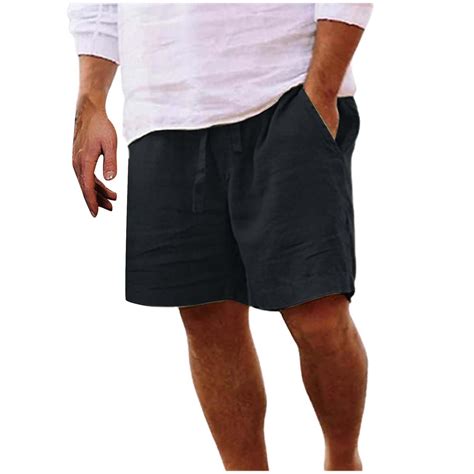 Mens Linen Shorts Quick Dry Men'S Casual Shorts Sports Beach Cotton ...