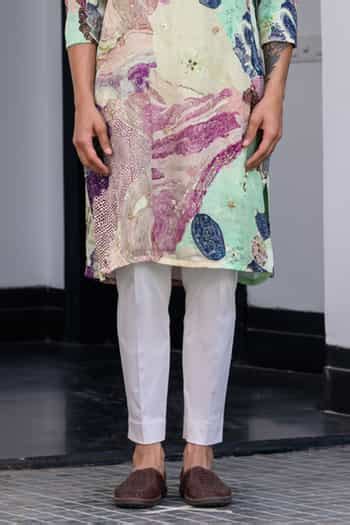 Buy Multi Color Organza, Cotton Embroidery Printed Kurta Set For Men by ...