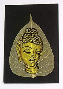 Global Art Peepal Leaf Painting of Lord Buddha Dry Leaf Art Drawing ...