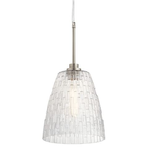 Kichler 1 -Light Brushed Nickel Transitional Clear glass Cone Medium ...