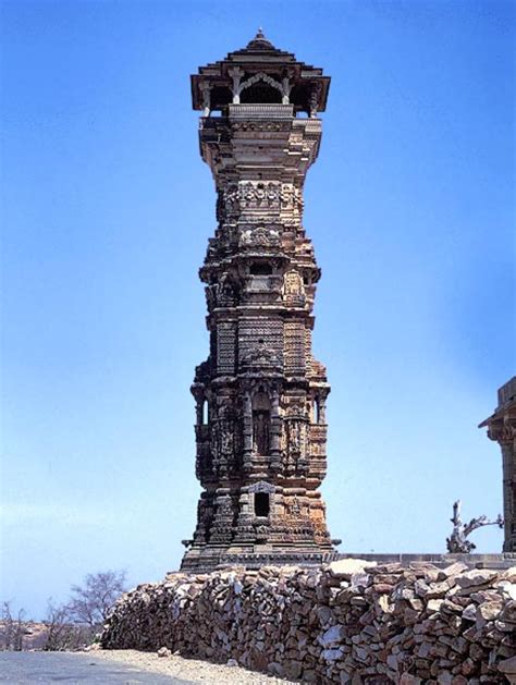 13th century Kirti Stambha at Chitorgarh, India is a victory tower. : r ...
