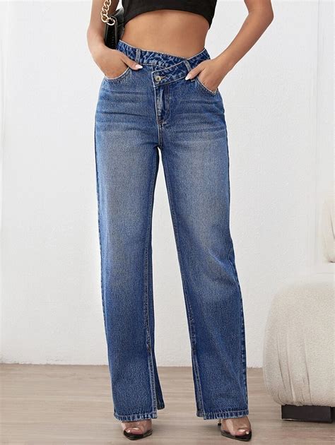 Split Hem Straight Leg Jeans | SHEIN EUR