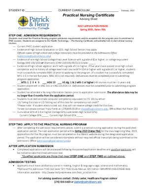 Fillable Online Admission to the Practical Nursing Certificate Program ...