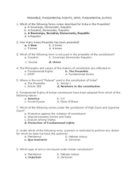 Preamble - Objective questions for competitive exams ( SSC CGL,PSC ...