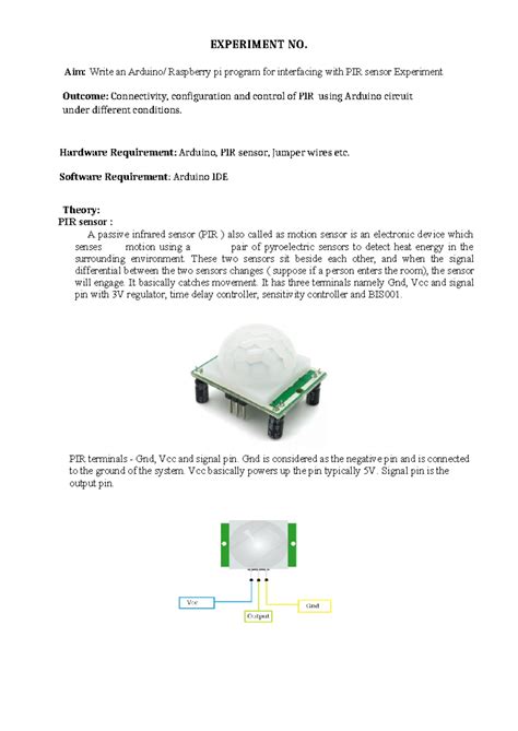 Assignment 1 - Practical Write-Up on PIR Sensor with Arduino - Studocu