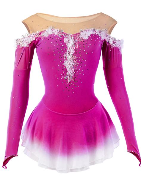 Figure Skating Dress Women's Girls' Ice Skating Dress Yellow Pink Dark ...