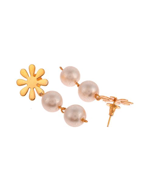 Buy Gold Plated Flower Western Pearl Drop Earrings for Women Online at ...