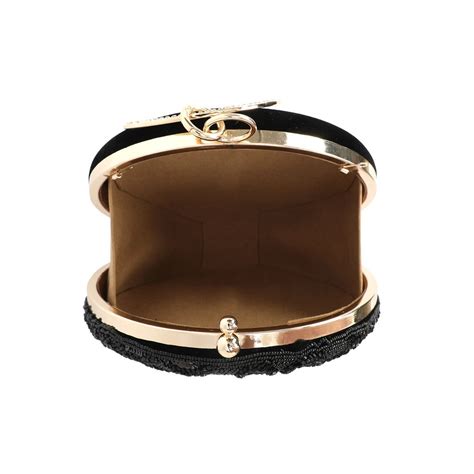 Buy NR BY NIDHI RATHI Black Embellished Round Box Clutch Online