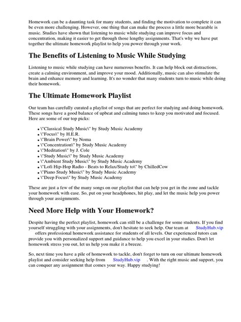 Ultimate Homework Playlist | PDF | Homework