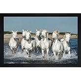 SAF paintings Energetic Horses Vastu Large Synthetic Framed UV Digital ...
